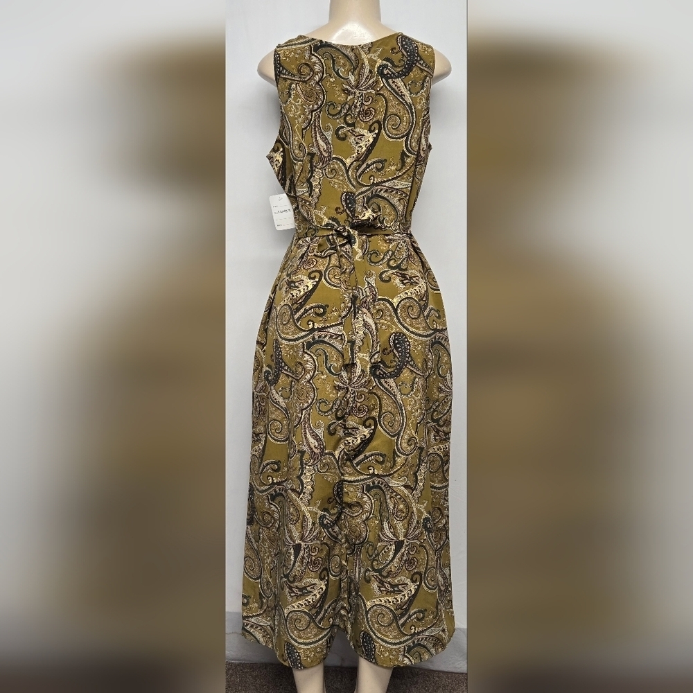 Fashion Gad XL Long Dress Lightweight Scoop Neck Sleeveless Tie Back Paisley - Picture 3 of 6